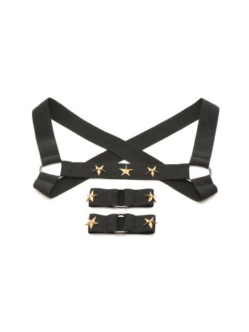 XR Brands - Chest Harness with Armbands - Black